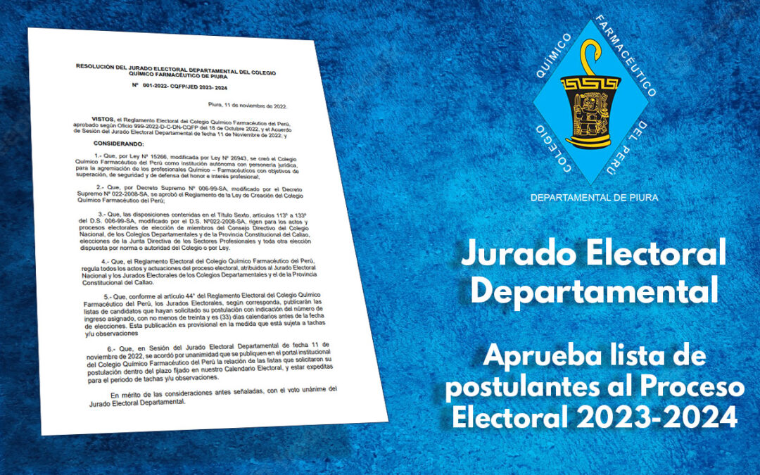 Jurado Electoral Piura publica listas aprobadas de postulantes