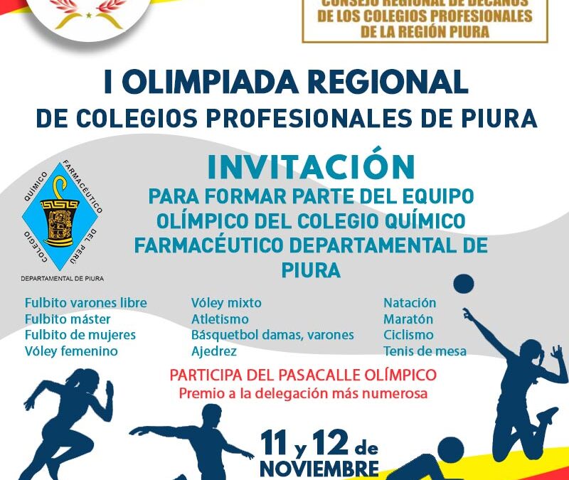 Inscripciones para la «I Olimpiada Regional de los Colegios Profesionales de Piura 2023»