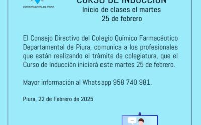 Curso de inducción inicia el martes 25 de febrero